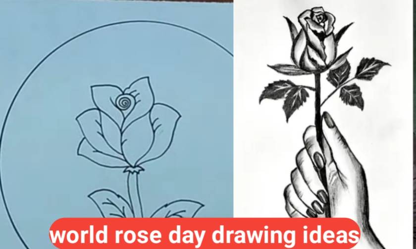 विश्व गुलाब दिवस, ड्राइंग विचार (world rose day drawing ideas)